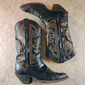 Vintage Tony Lama Boots Women's 10 Style S3129 Aztec Black Label USA